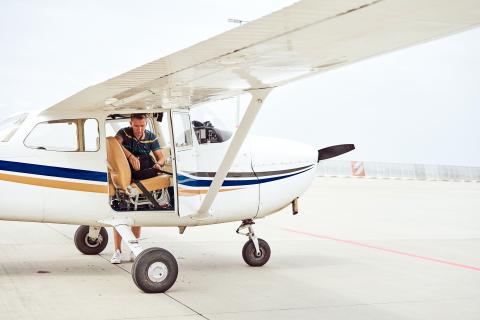 Student pilot ready to fly a Cessna