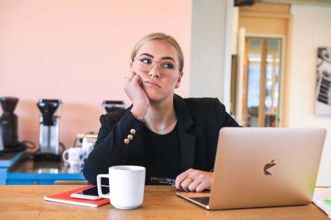 girl working on her computer