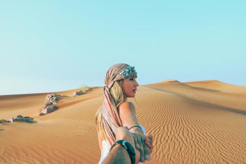 a girl in a desert